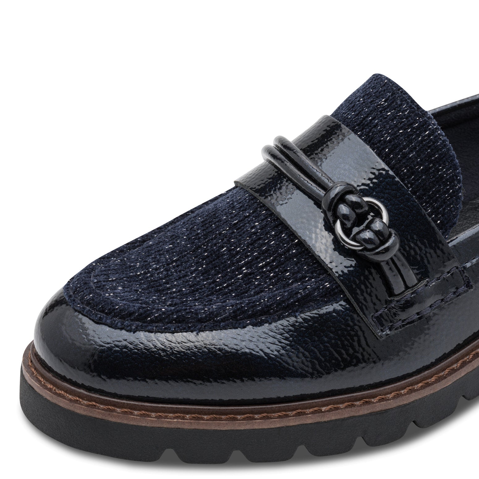 NAVY PATENT LOAFERS