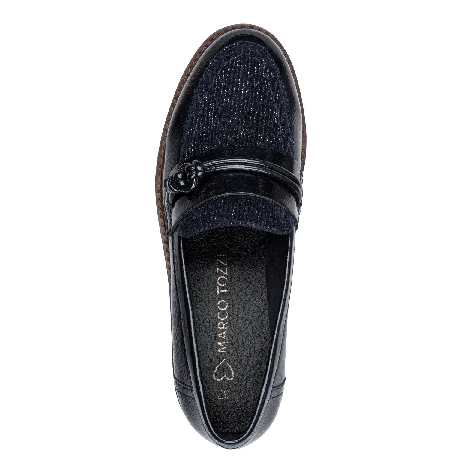 NAVY PATENT LOAFERS