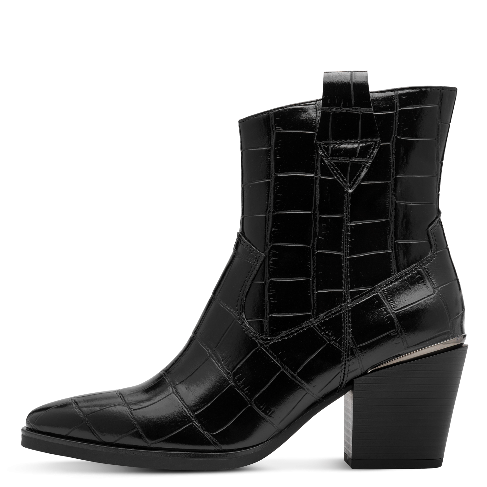 BLACK CROCO HEEL BOOT