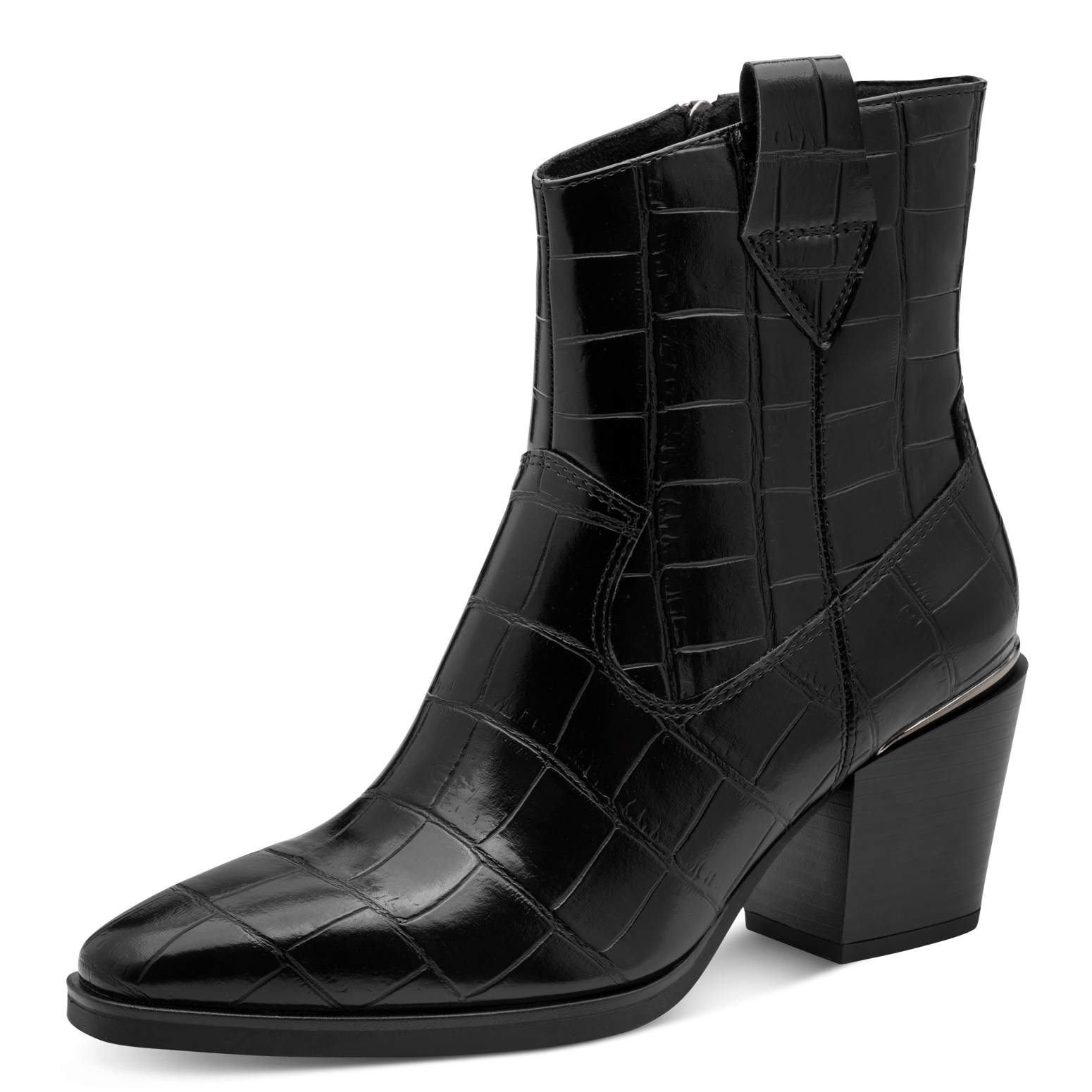 BLACK CROCO HEEL BOOT