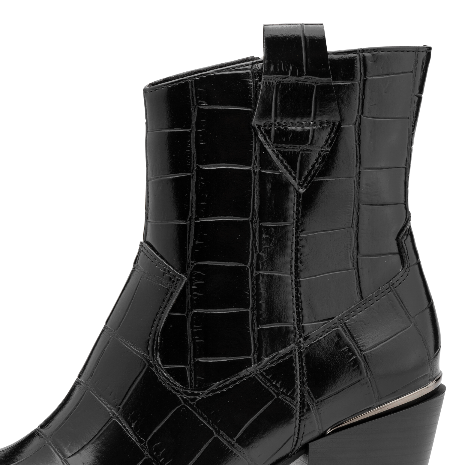 BLACK CROCO HEEL BOOT