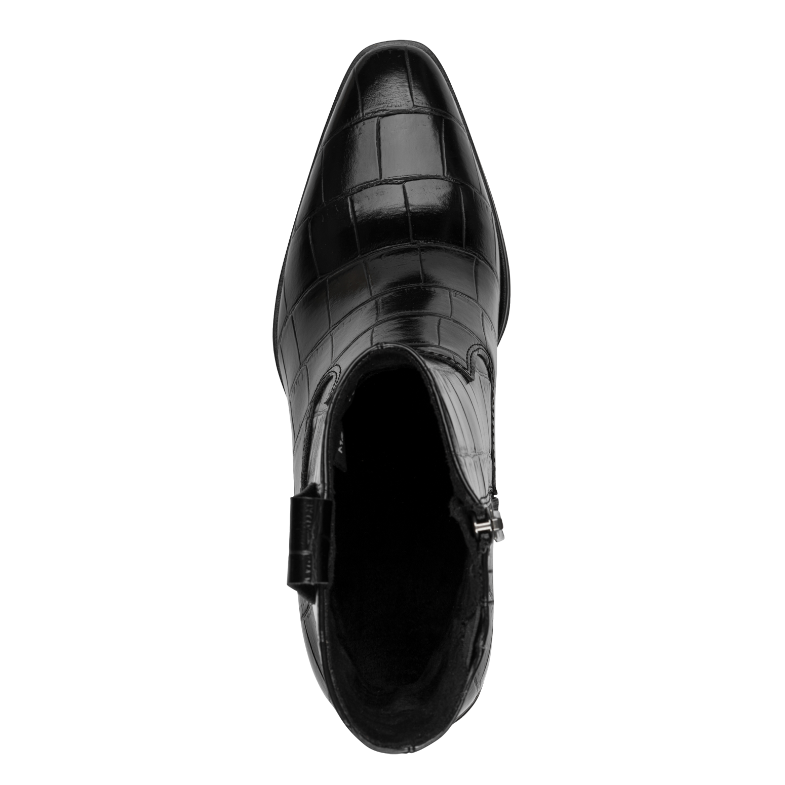 BLACK CROCO HEEL BOOT