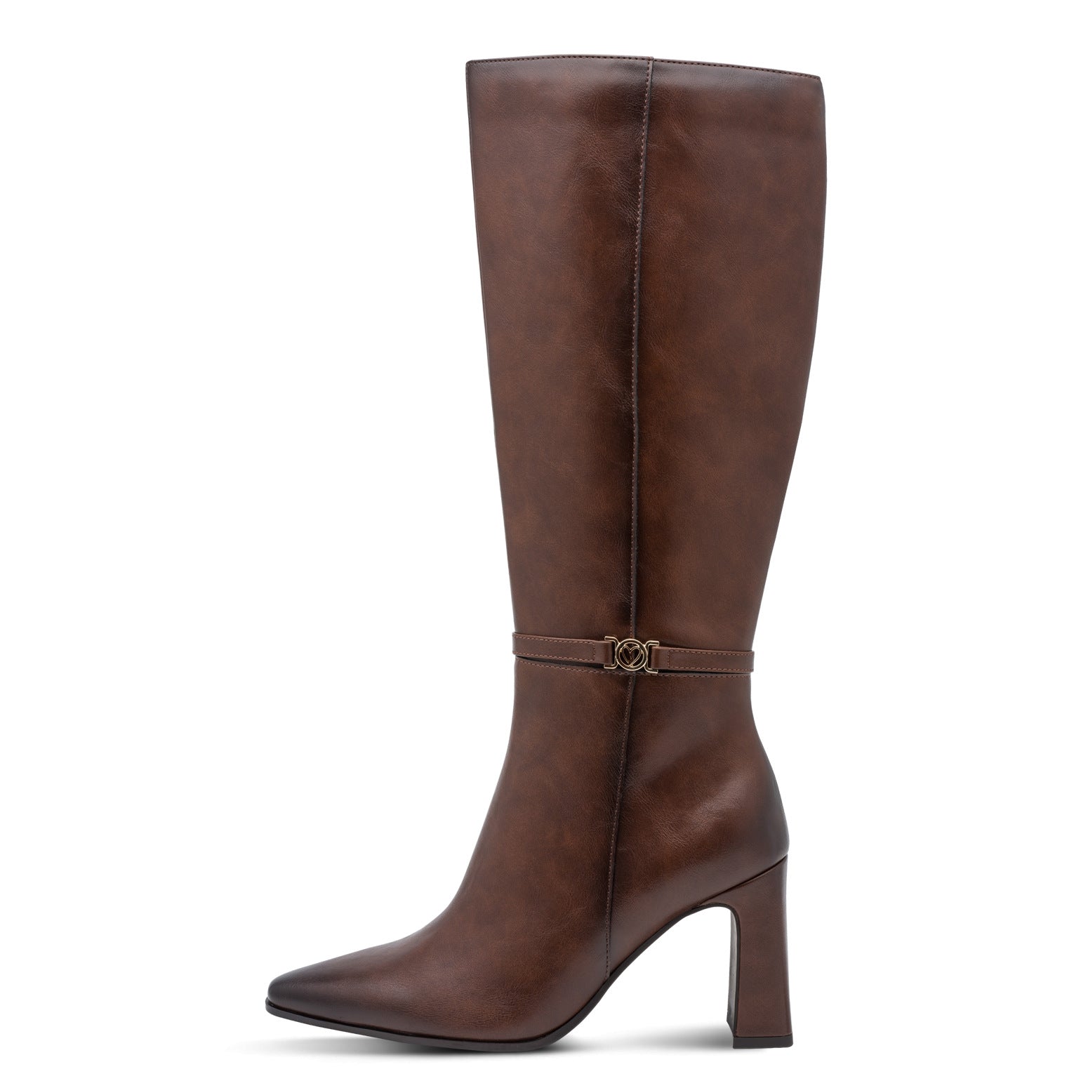 COFFEE LEATHER HIGH HEEL BOOT