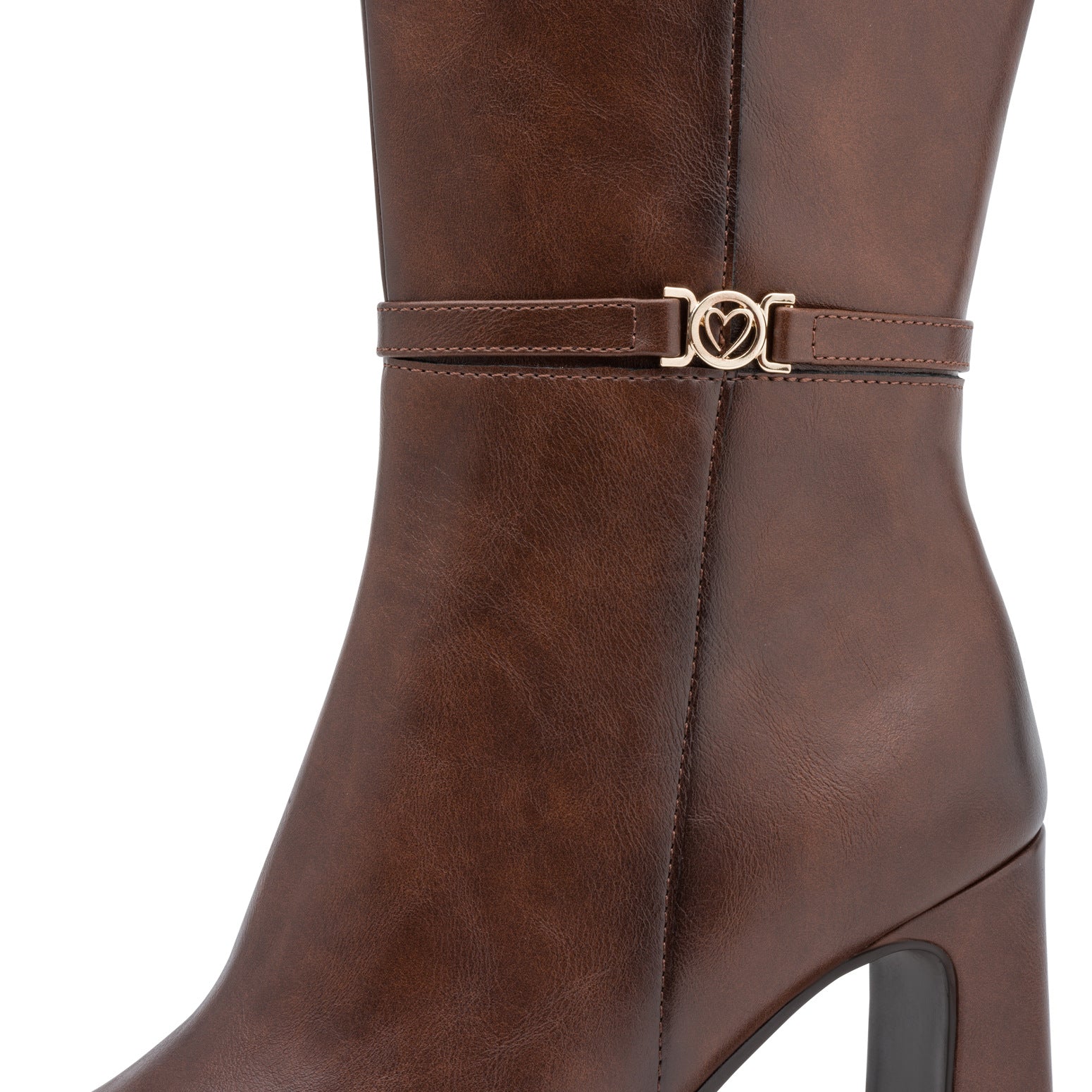 COFFEE LEATHER HIGH HEEL BOOT