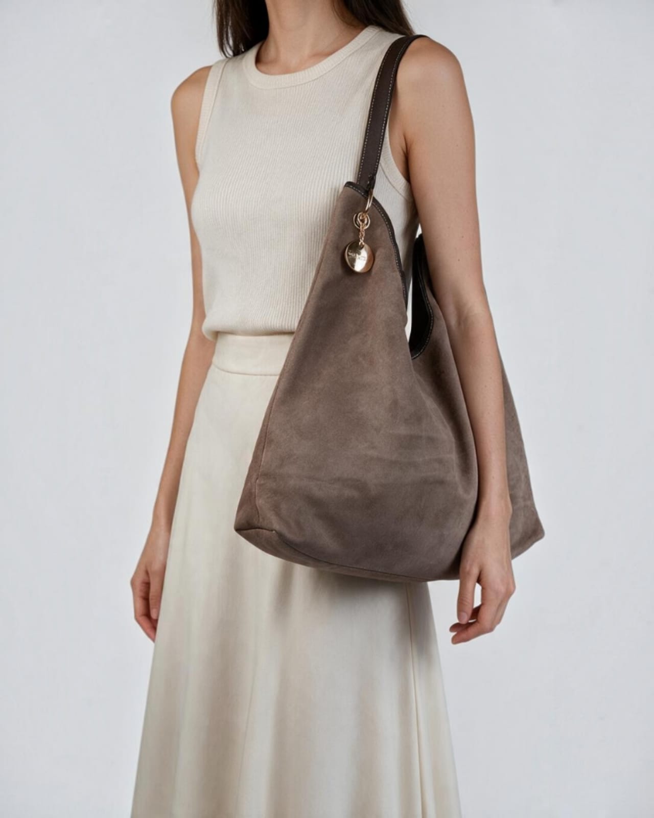 COFFEE SUEDE HANDBAG