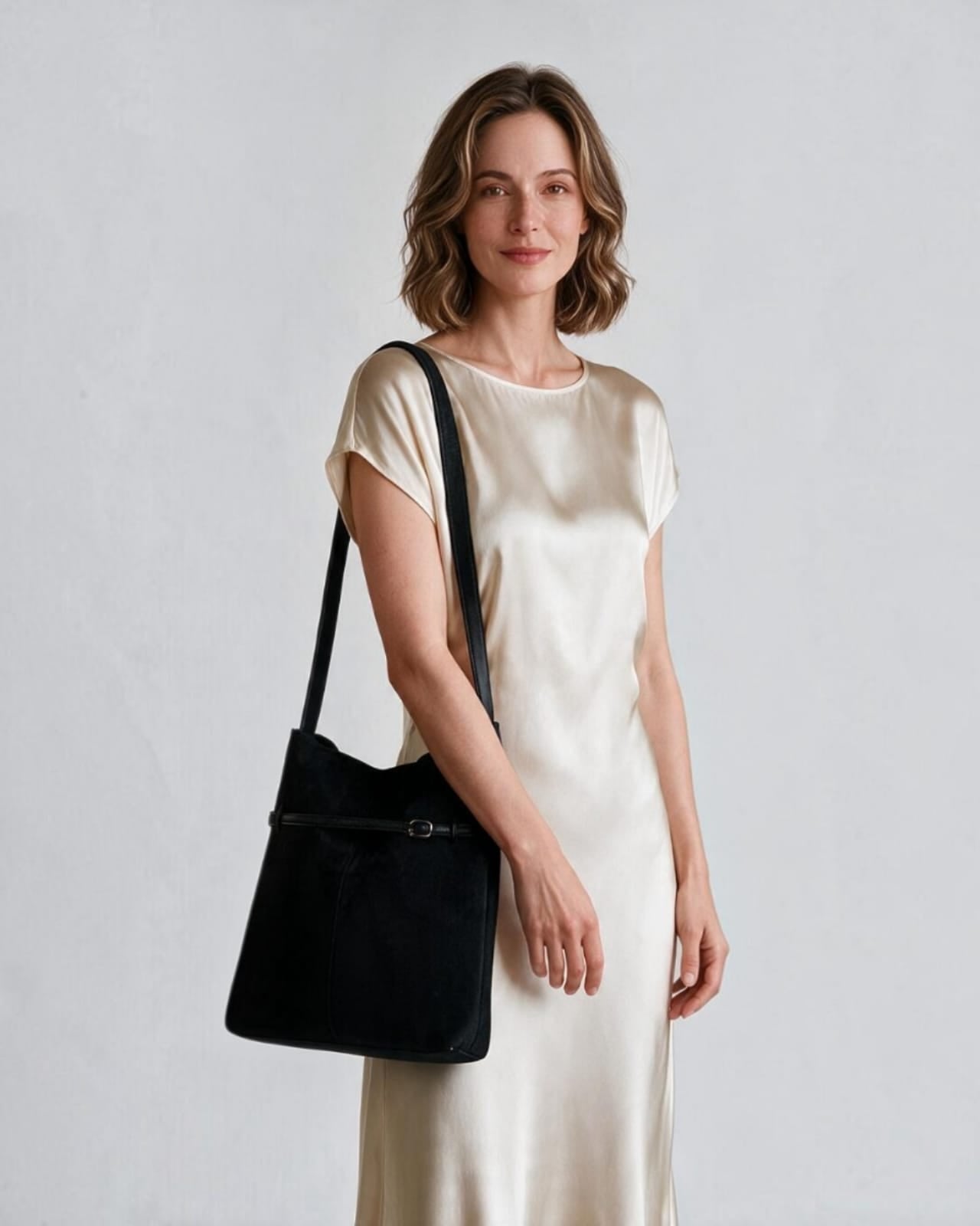 BLACK SUEDE HANDBAG