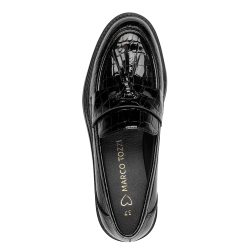 BLACK CROCO PATENT LOAFER