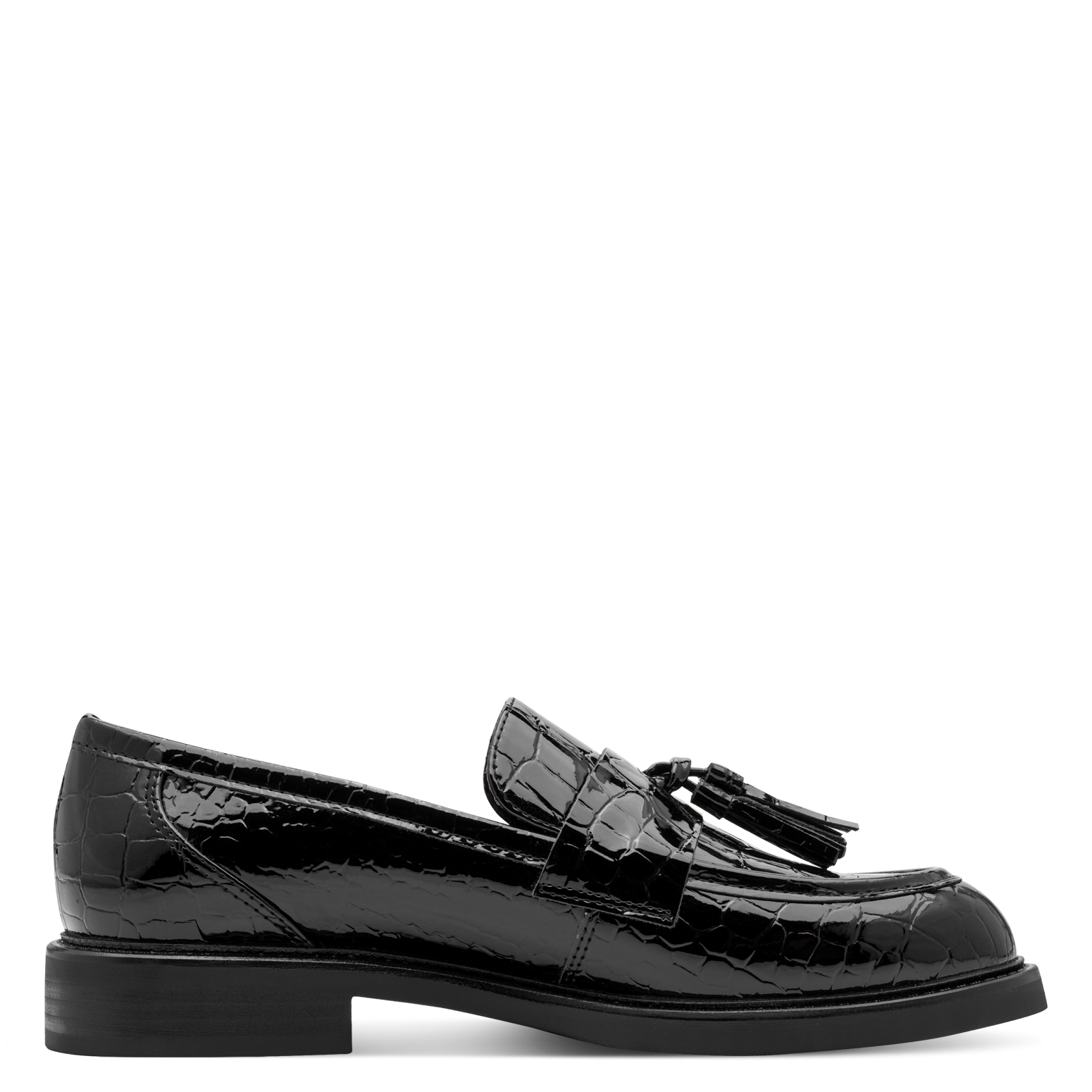 BLACK CROCO PATENT LOAFER