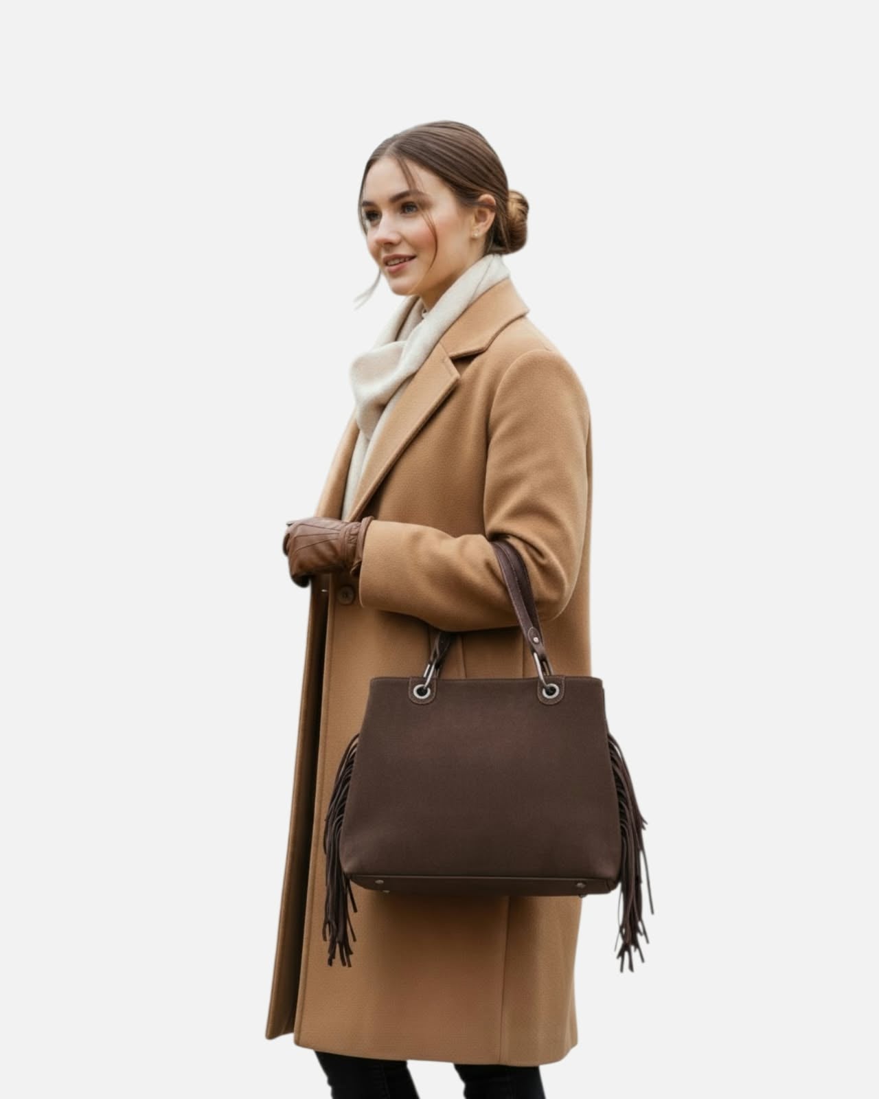 BROWN SUEDE HANDBAG