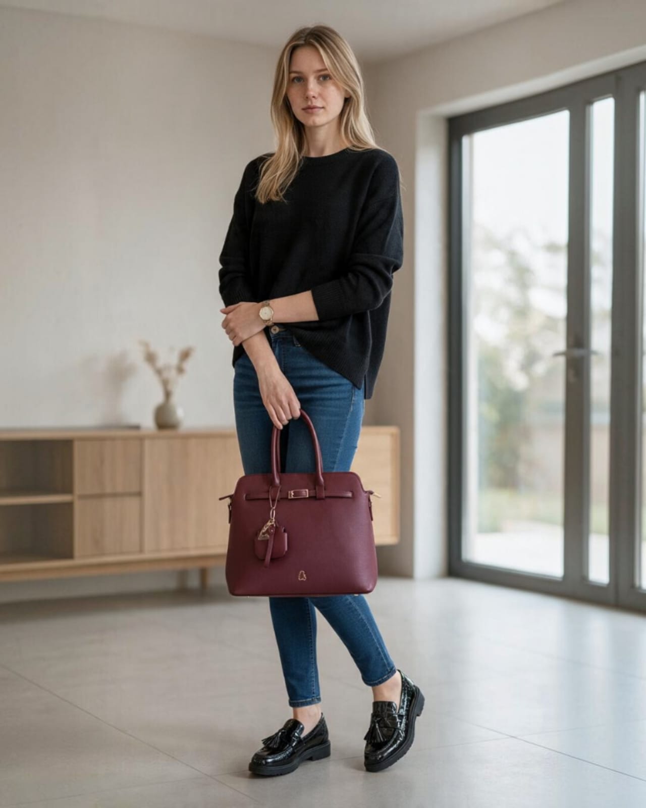 BURGUNDY HANDBAG