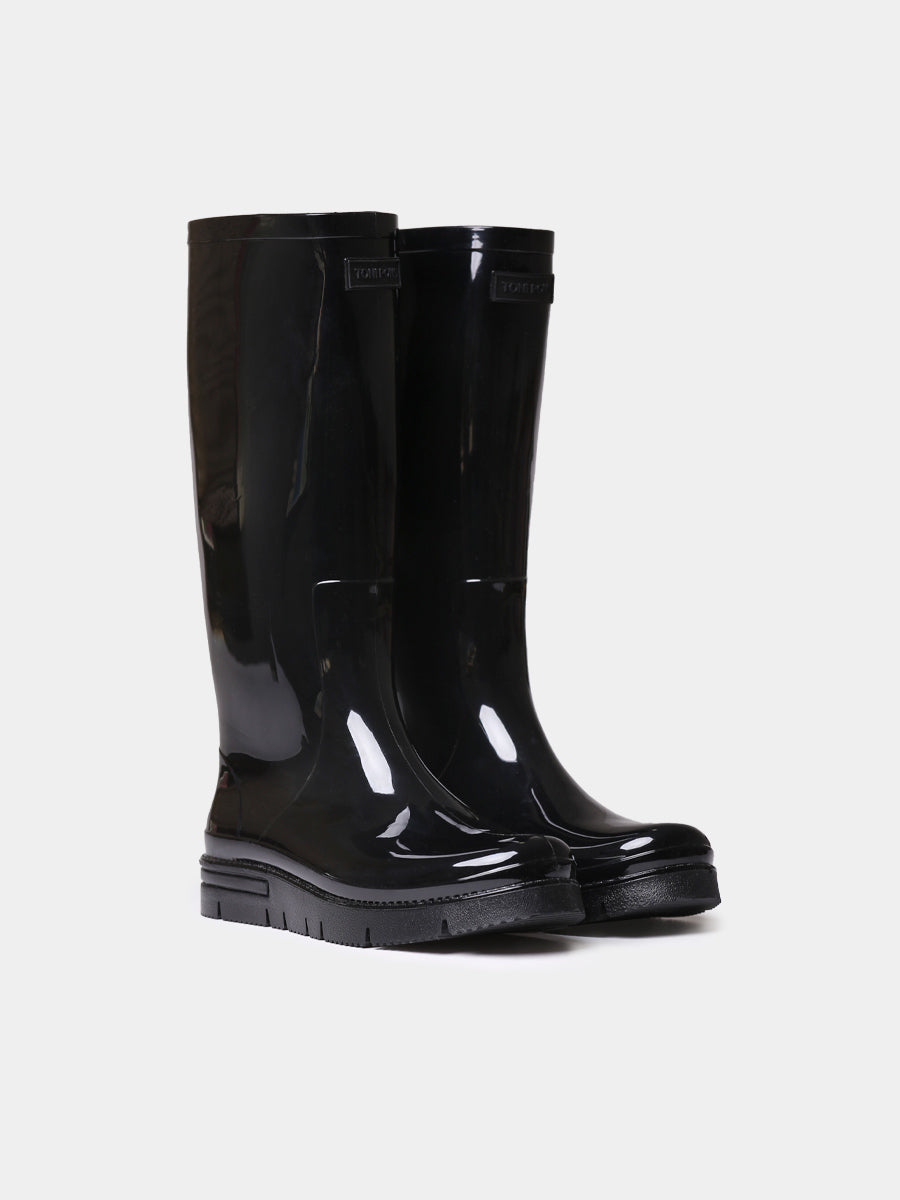 BLACK GLOSSY FINISH RAIN BOOT