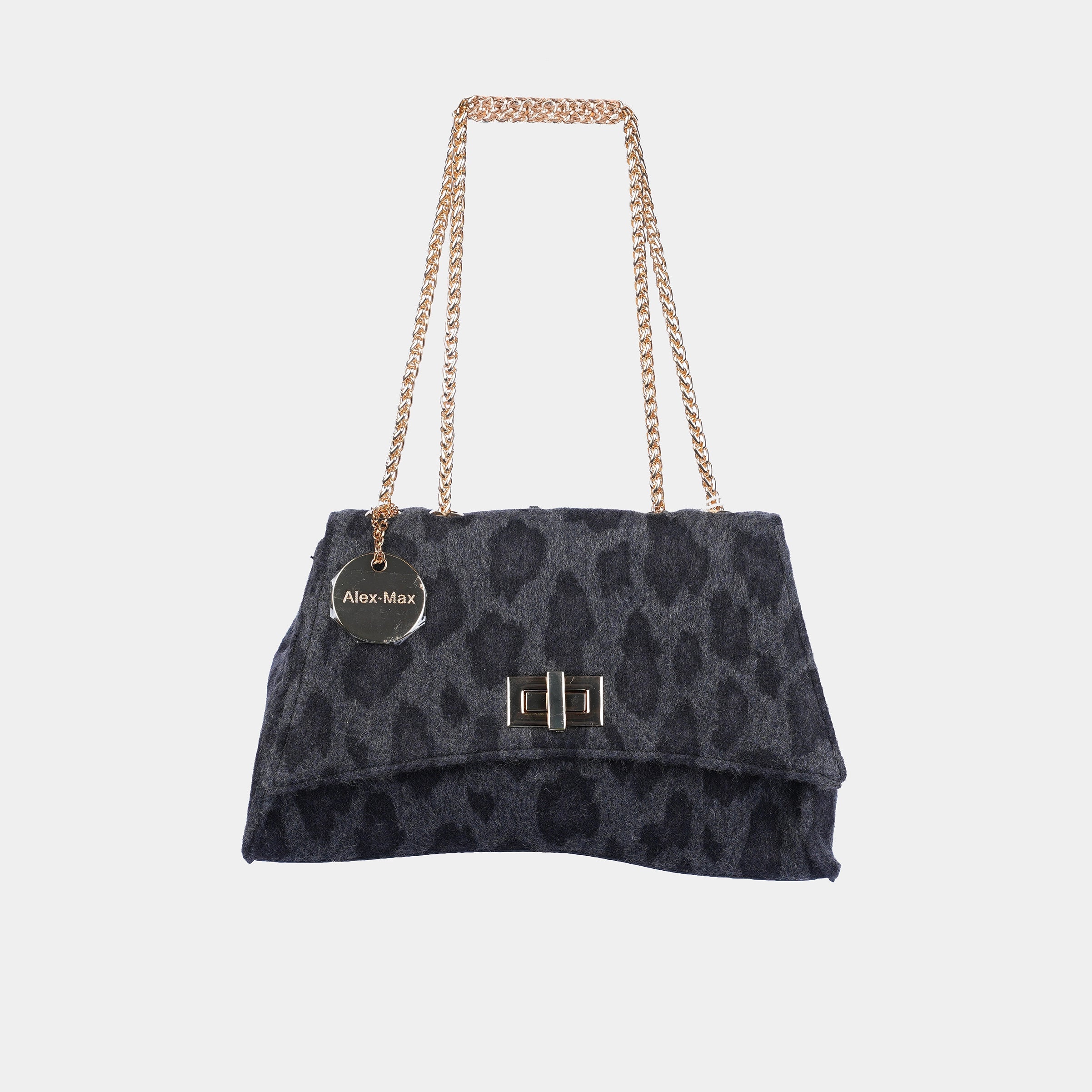 BLACK SPOTTED LEOPARD SHOULDER BAG
