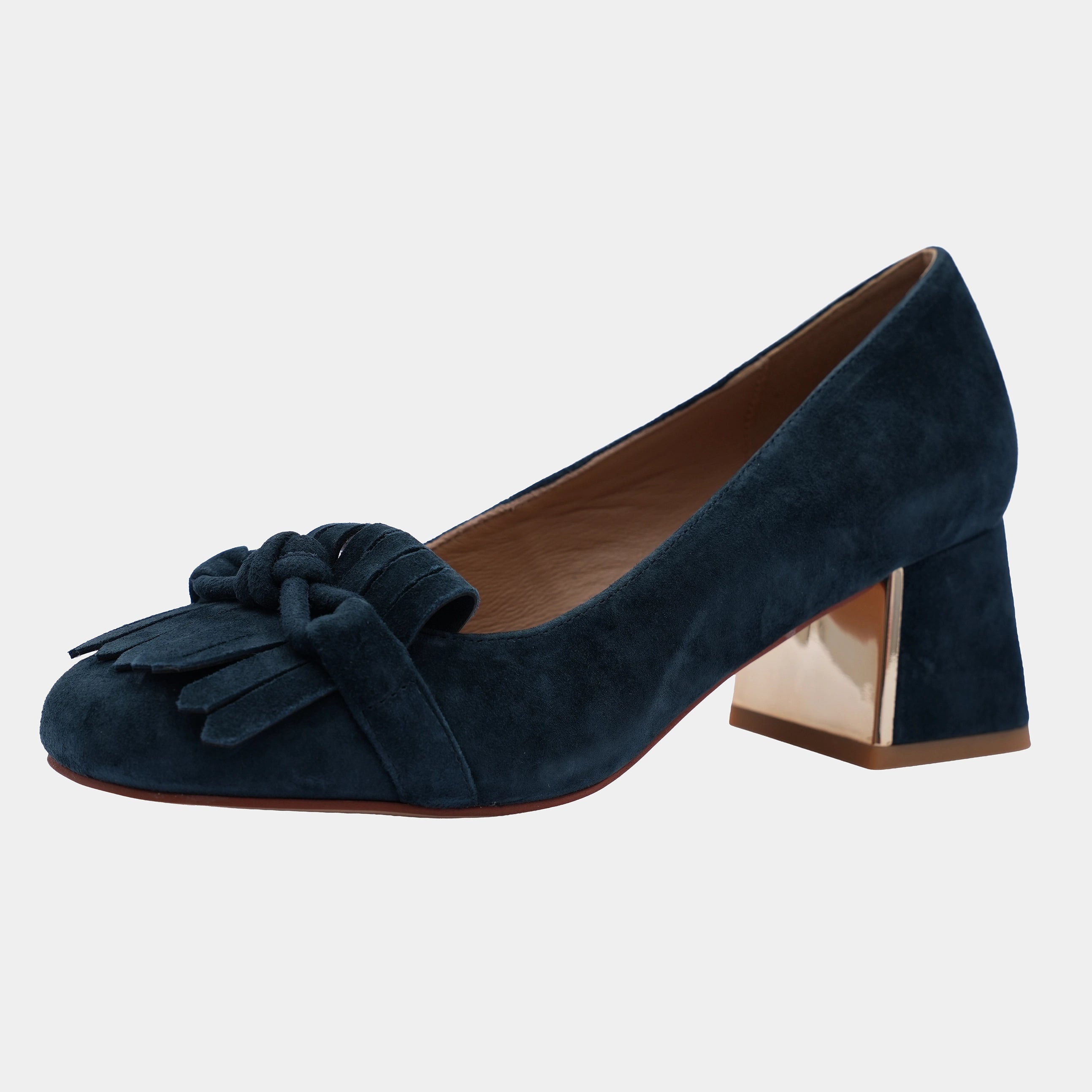 NAVY SUEDE HIGH HEELED SHOE