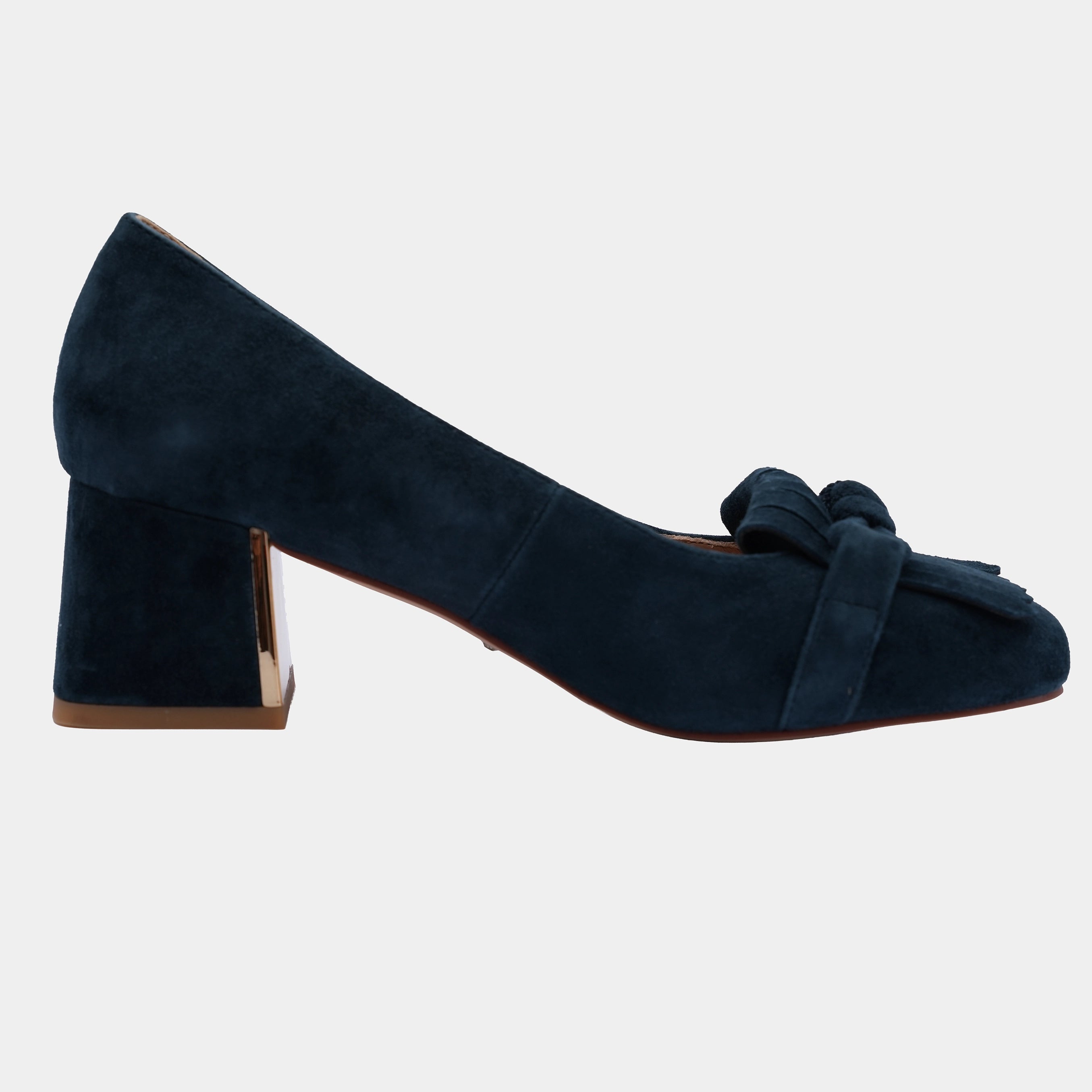 NAVY SUEDE HIGH HEELED SHOE