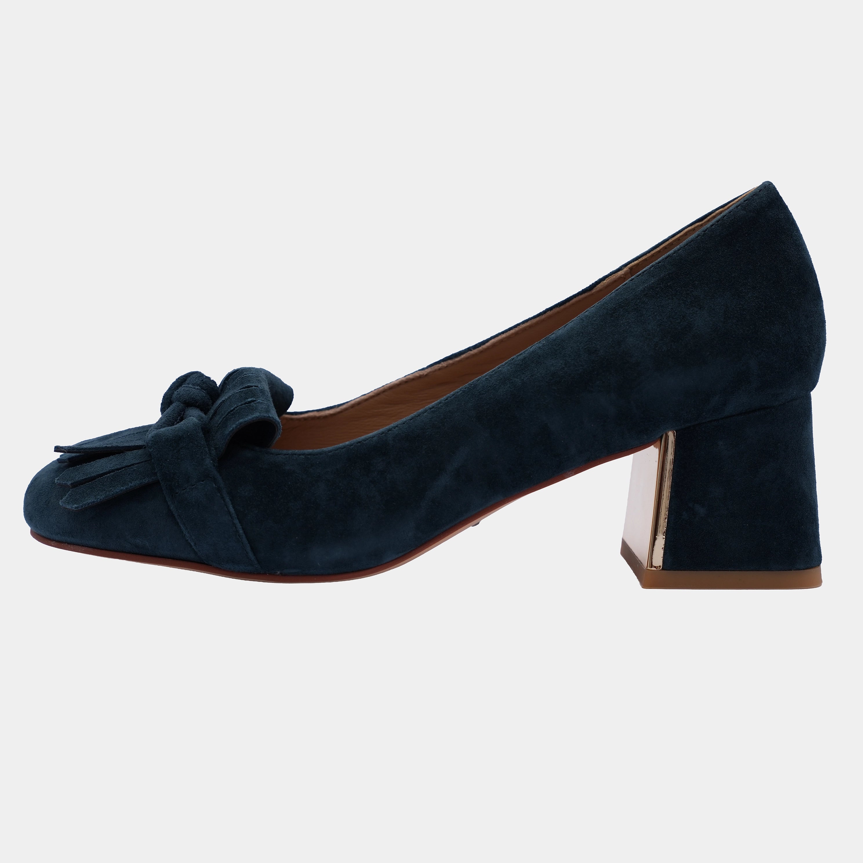 NAVY SUEDE HIGH HEELED SHOE