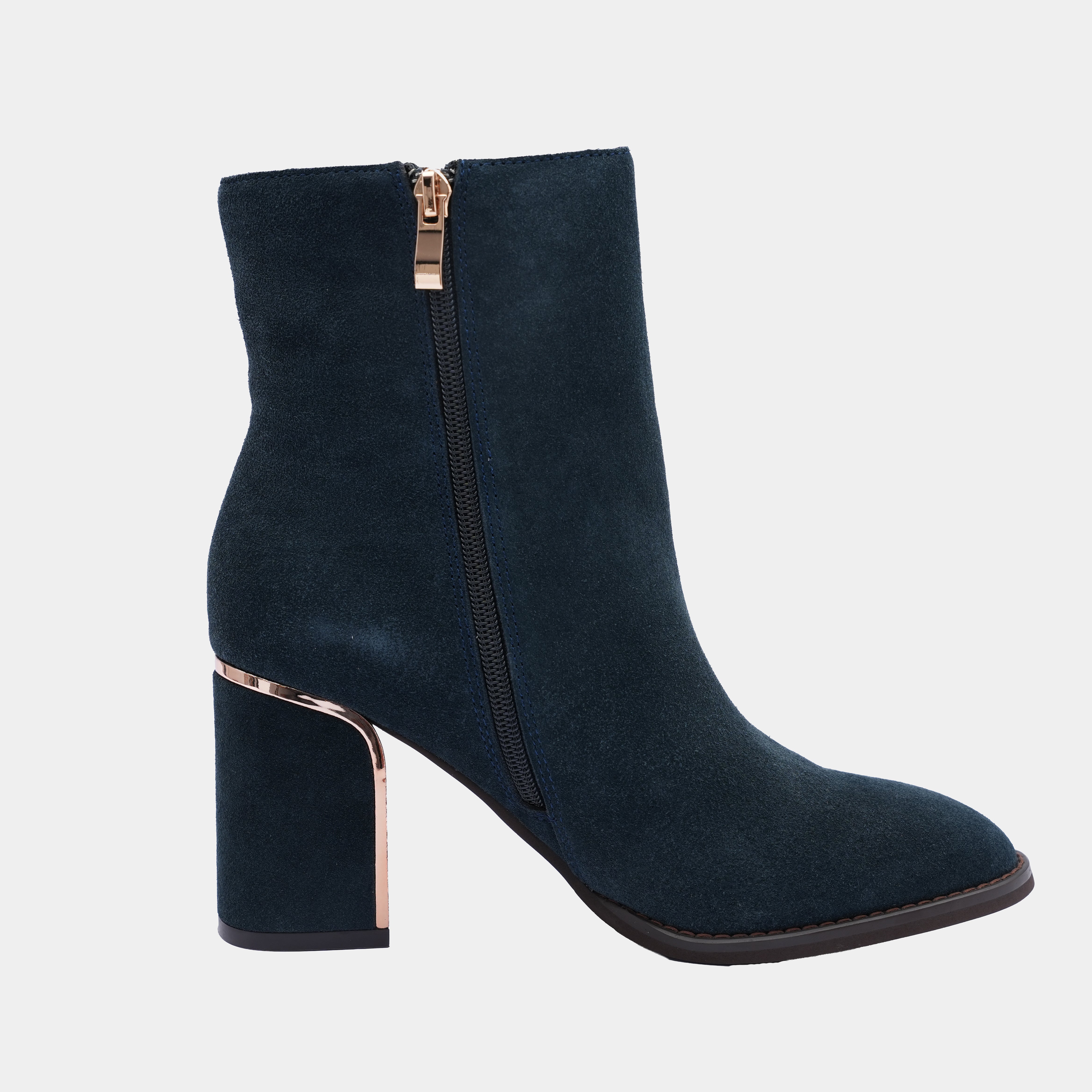 NAVY SUEDE ANKLE BOOT