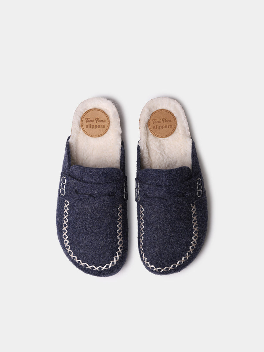 NAVY FELT MULE