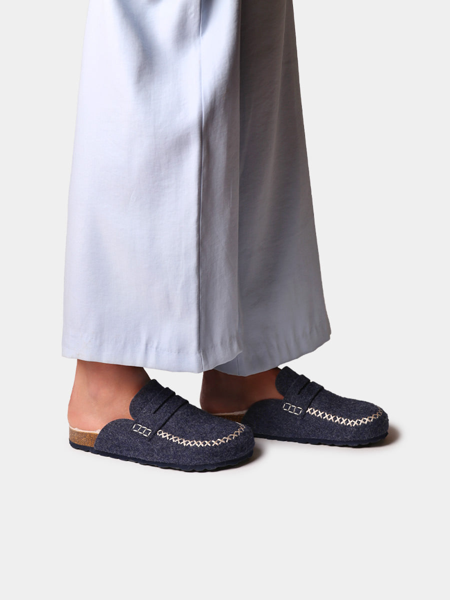 NAVY FELT MULE