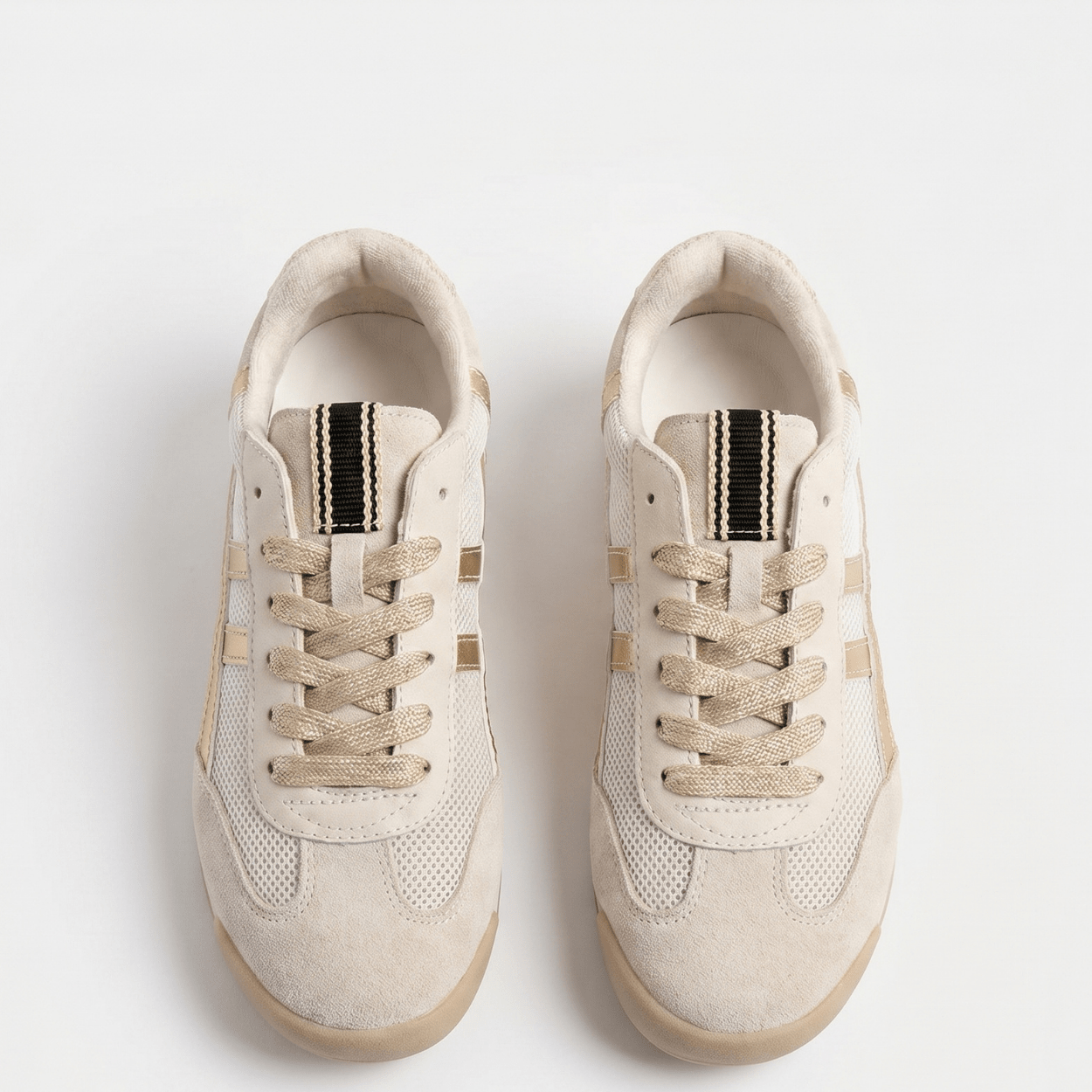 Beige & Gold Retro Runner Sneaker - DeeBoutique