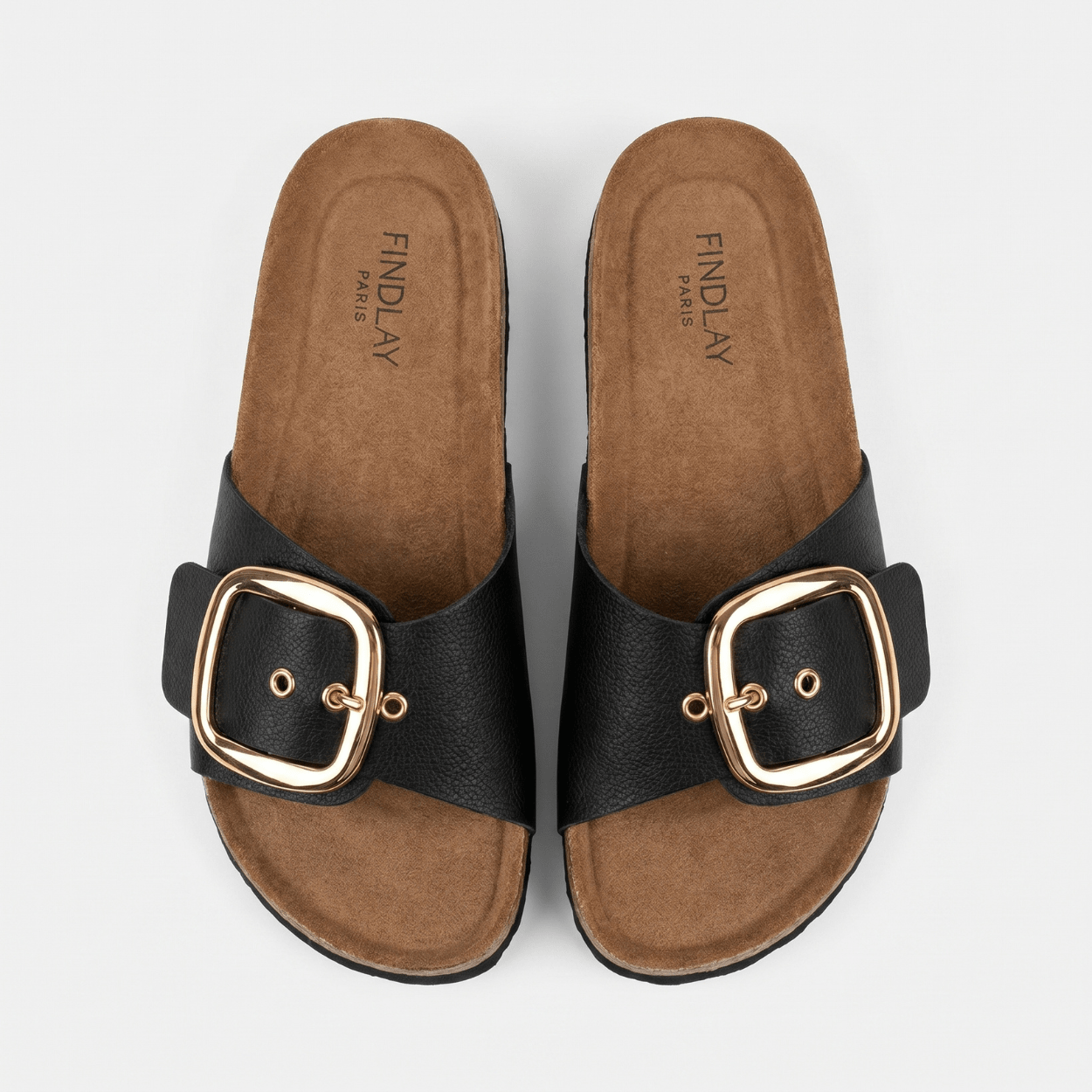 Black Buckle Slide Sandal - DeeBoutique