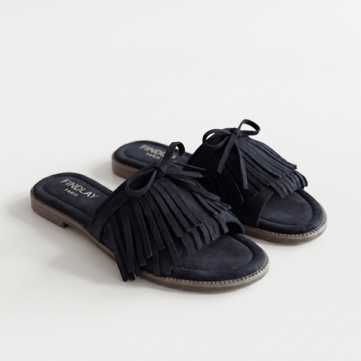 Black Fringe Slide Sandal - DeeBoutique