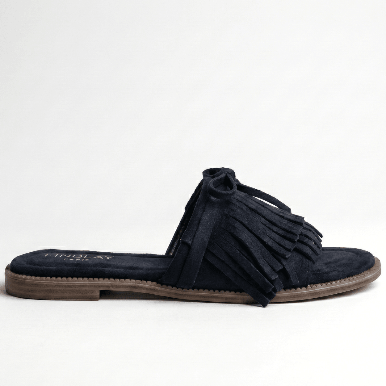 Black Fringe Slide Sandal - DeeBoutique