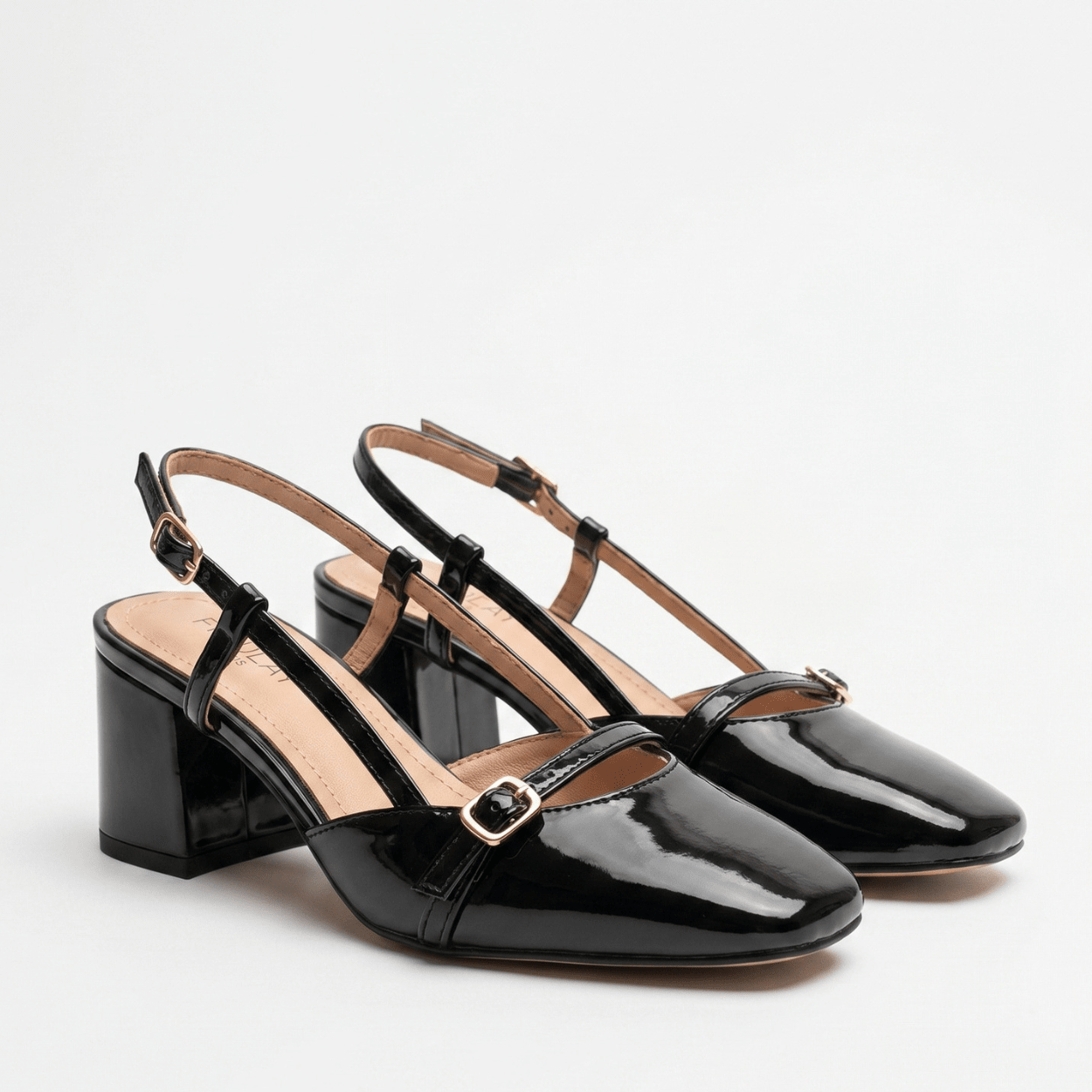 Black Patent Slingback Mary Jane Heel - DeeBoutique