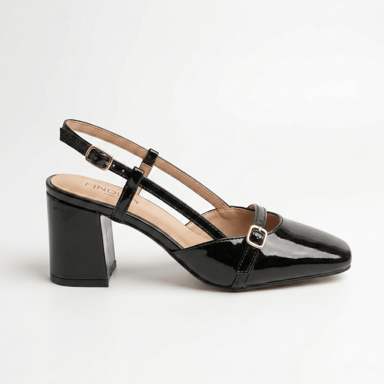 Black Patent Slingback Mary Jane Heel - DeeBoutique