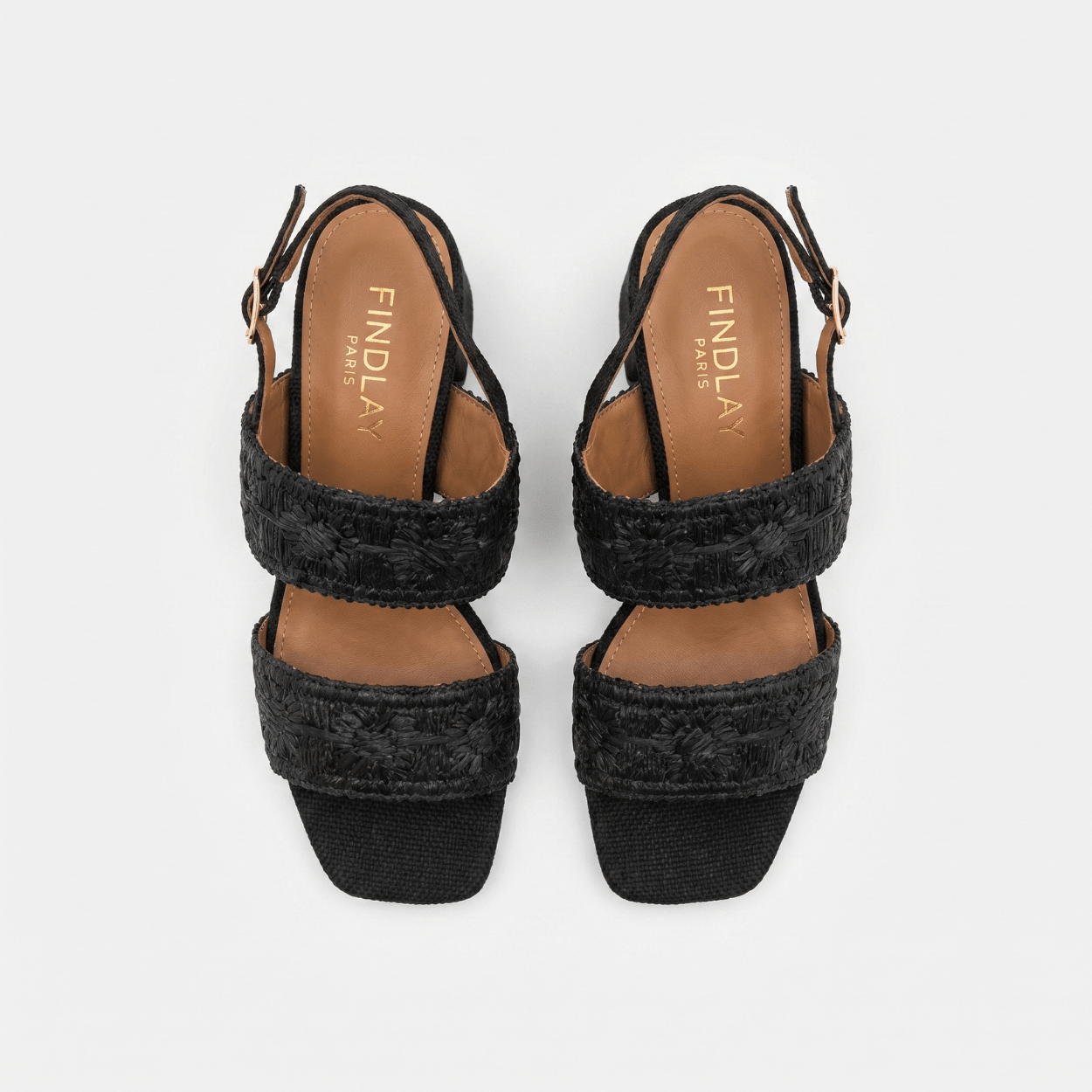 Black Woven Block Heel Sandal - DeeBoutique