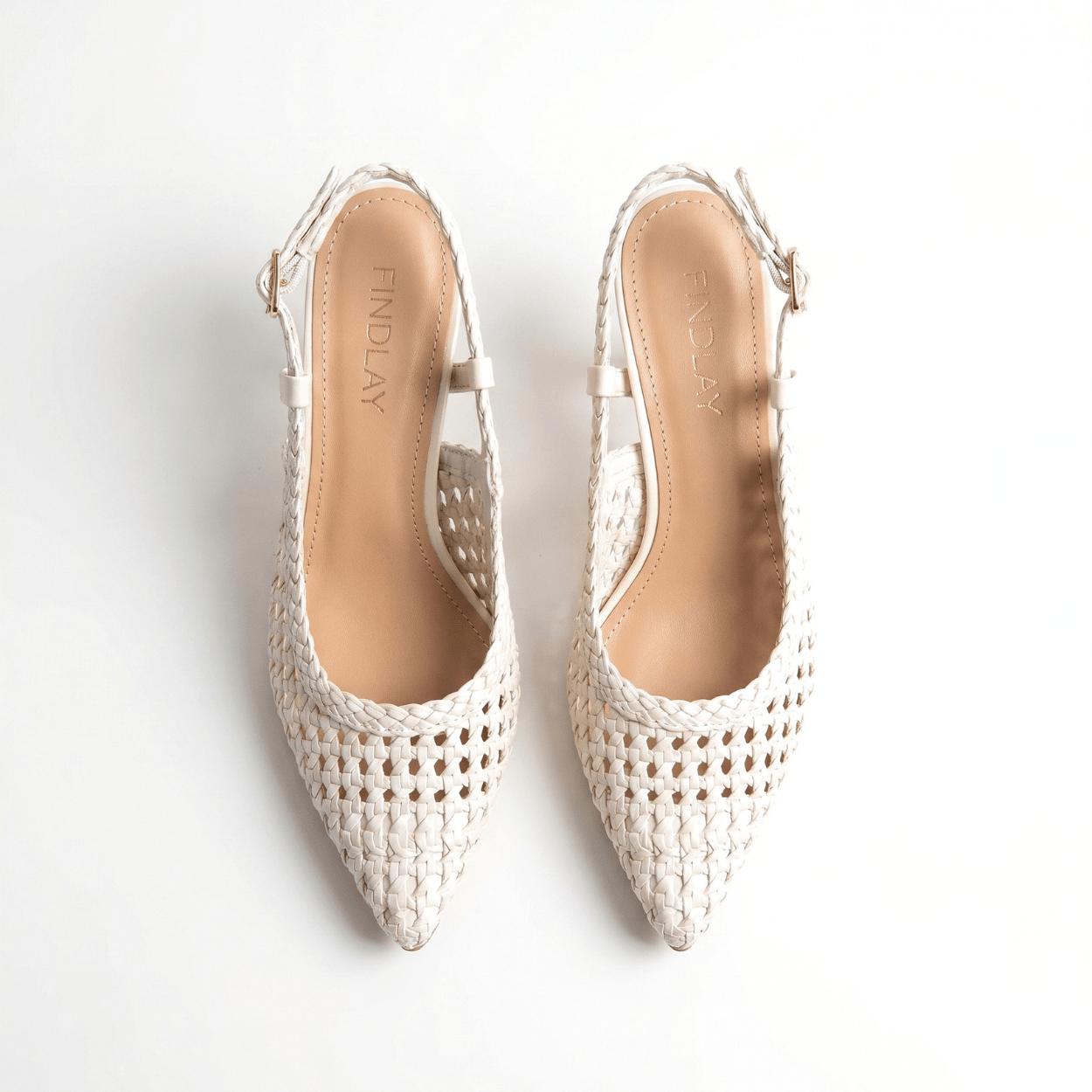 Cream White Slingback Pumps - DeeBoutique