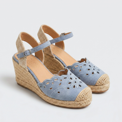 Blue Ankle Strap Wedges