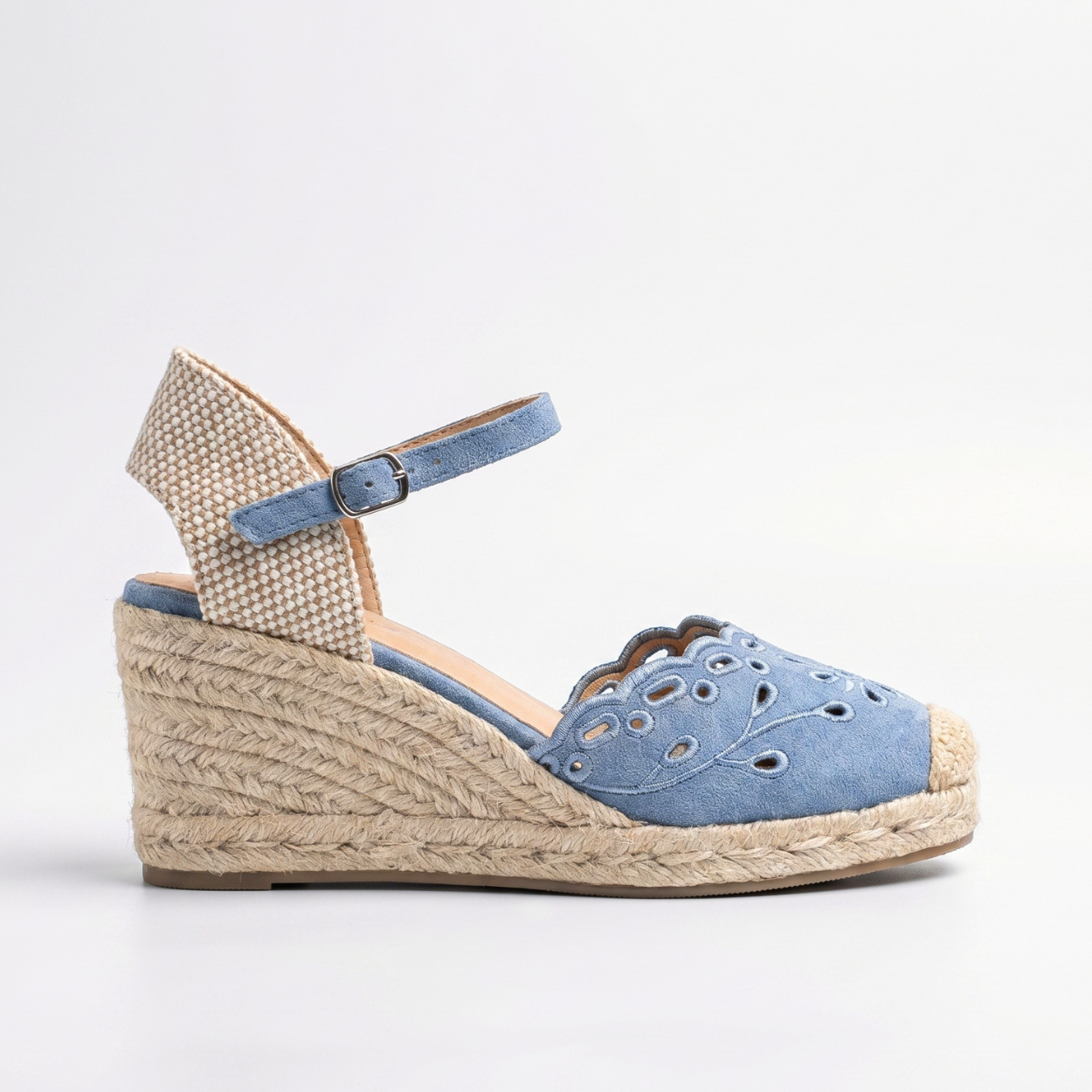 Blue Ankle Strap Wedges