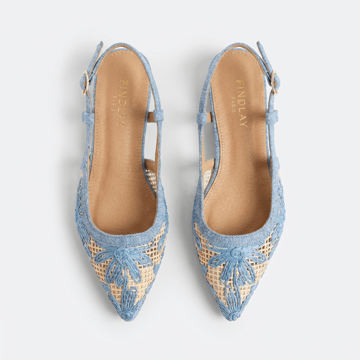 Ice Blue Slingback Kitten heel - DeeBoutique