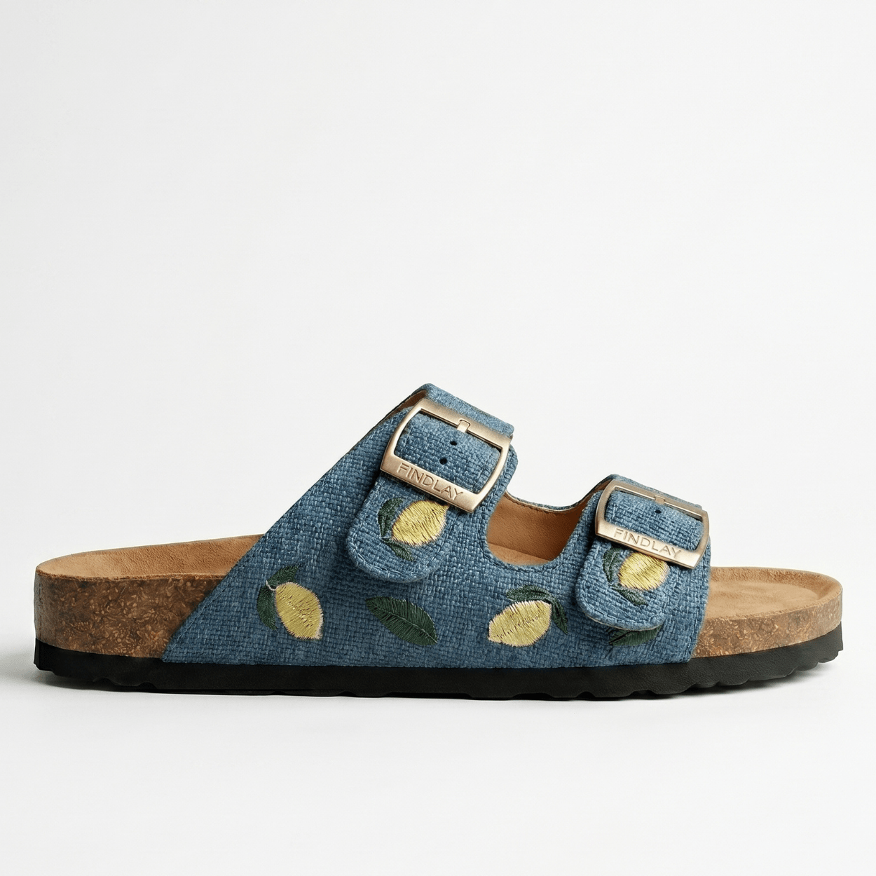 Lemon Double Strap Slide Sandal - DeeBoutique