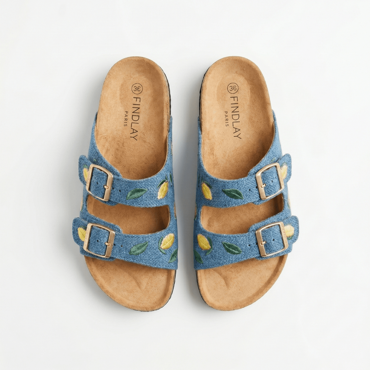 Lemon Double Strap Slide Sandal - DeeBoutique