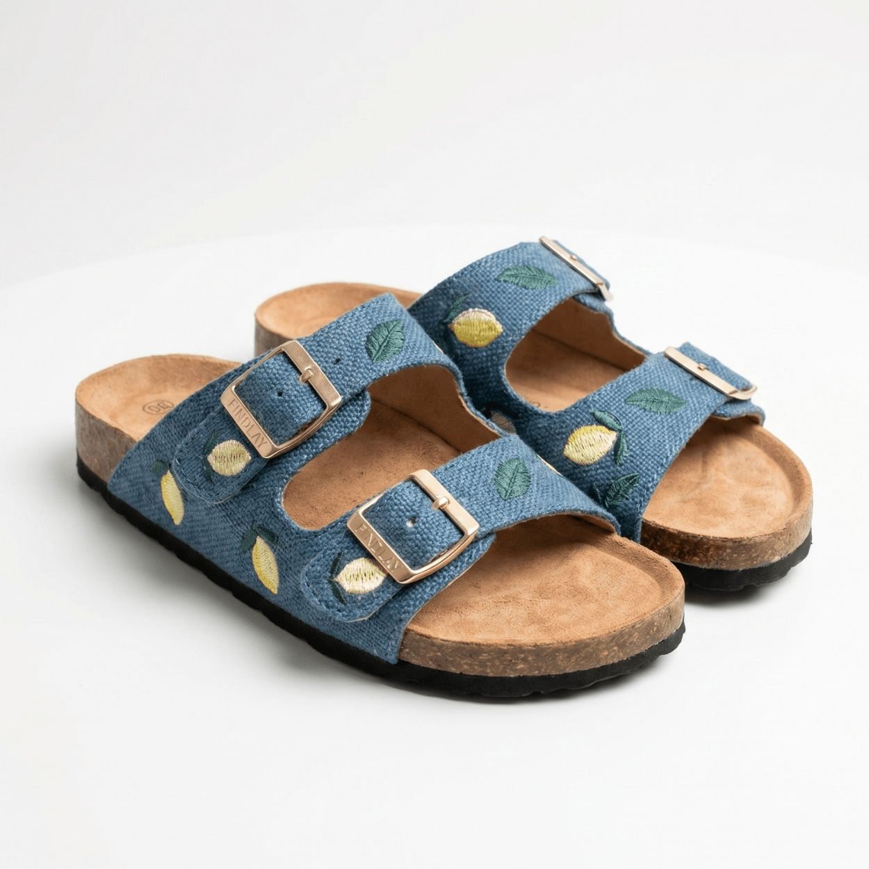 Lemon Double Strap Slide Sandal - DeeBoutique