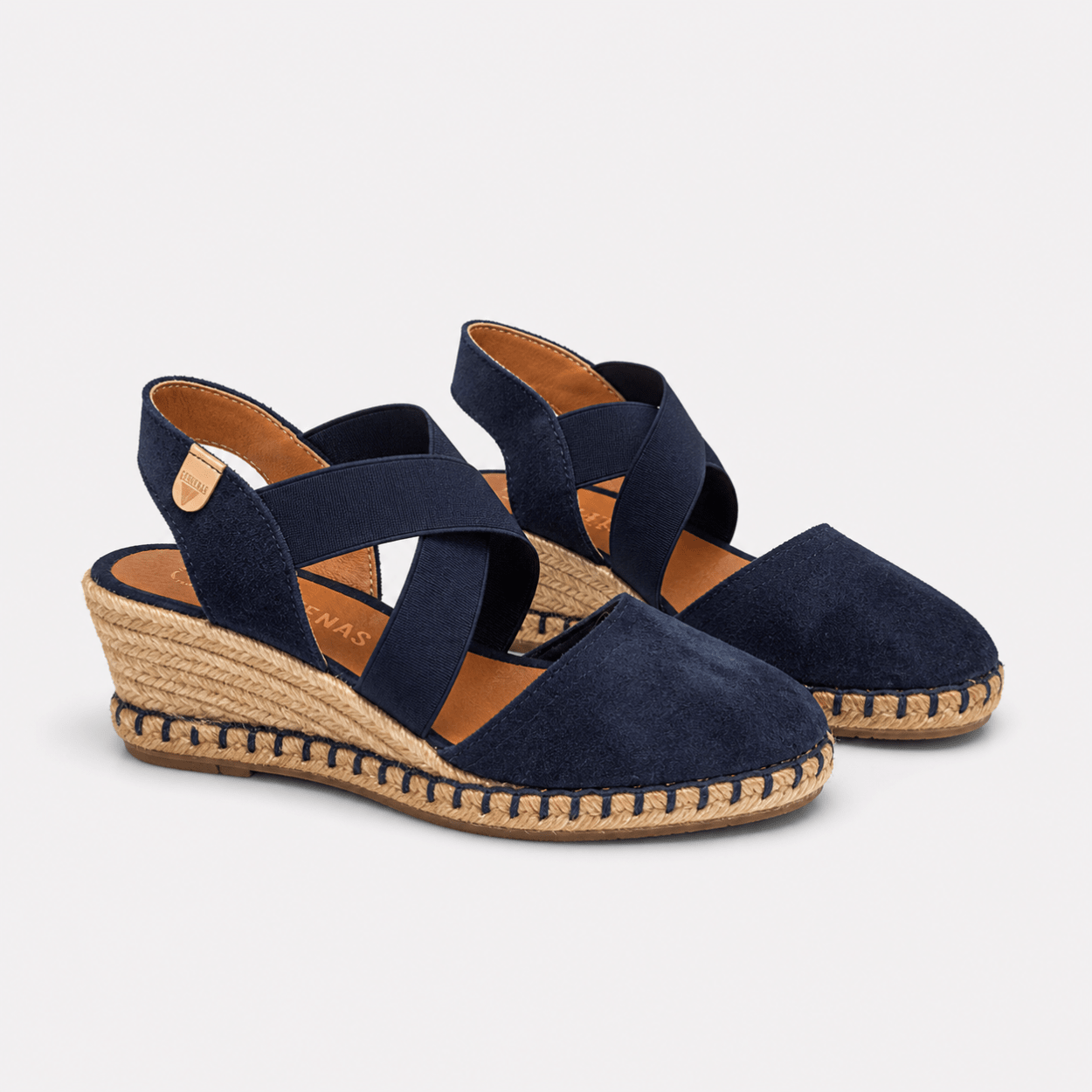 Navy Cross Strap Wedges - DeeBoutique