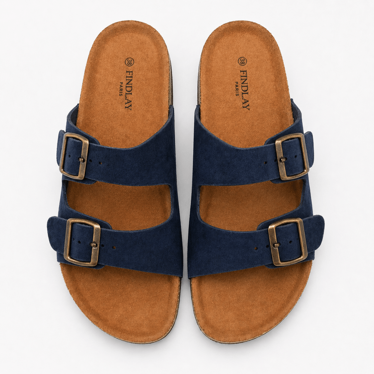 Navy Double Strap Sandal - DeeBoutique