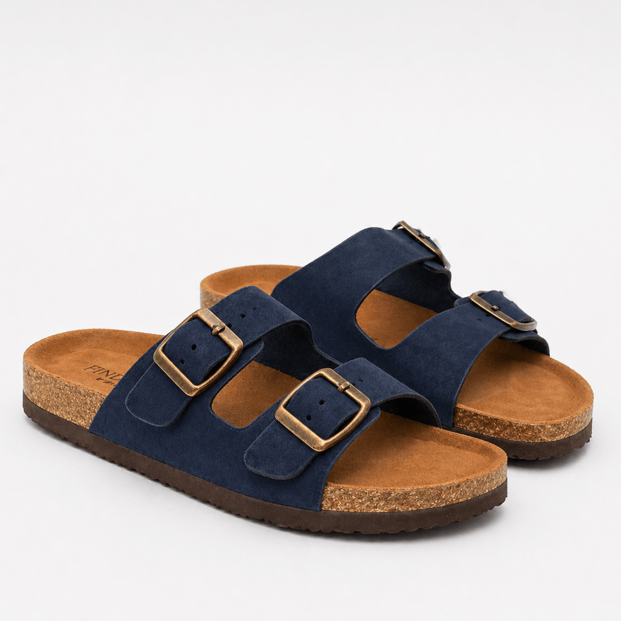 Navy Double Strap Sandal - DeeBoutique