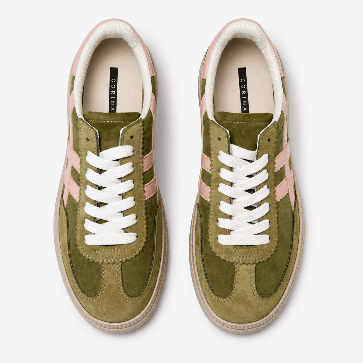Olive & Blush Retro Runner Sneaker - DeeBoutique