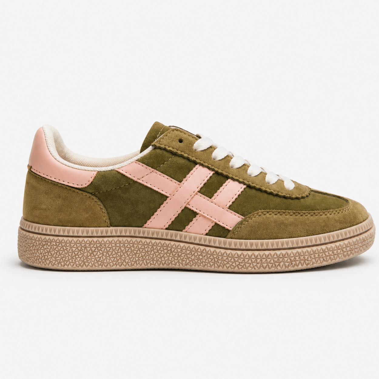 Olive & Blush Retro Runner Sneaker - DeeBoutique