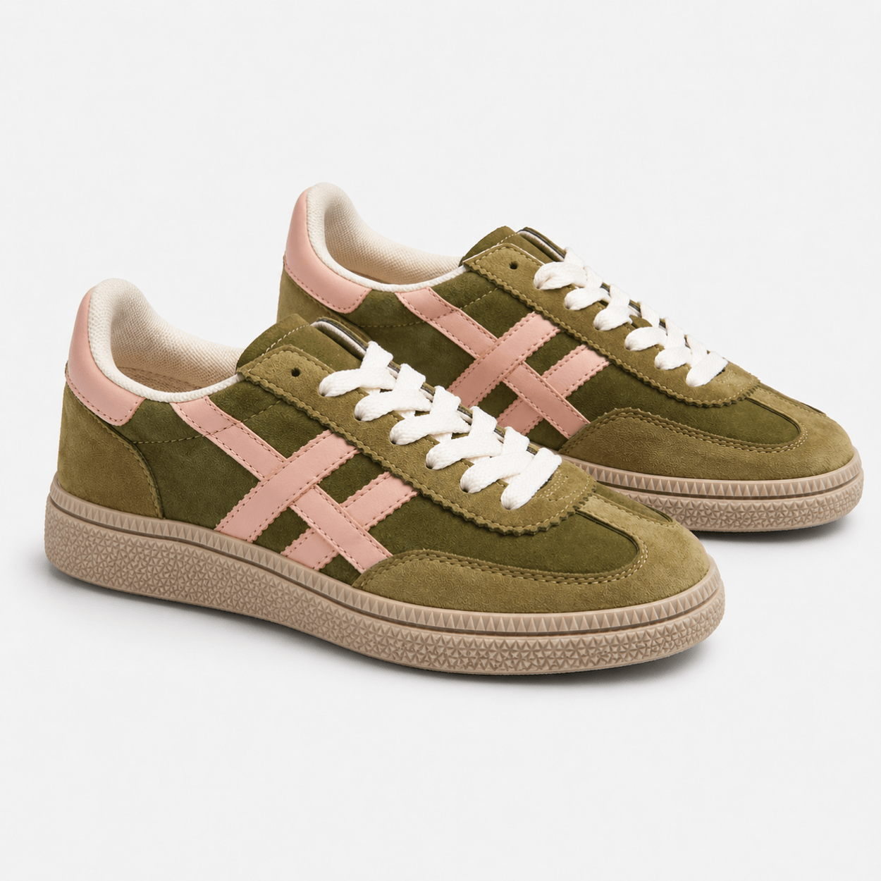 Olive & Blush Retro Runner Sneaker - DeeBoutique