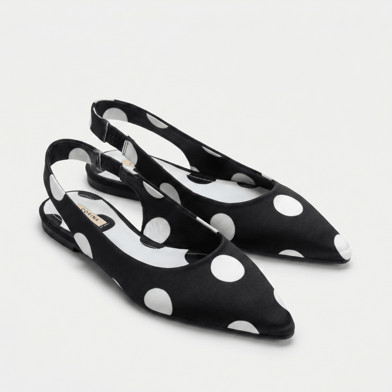 Polka Dot Pointed Slingback Flat - DeeBoutique