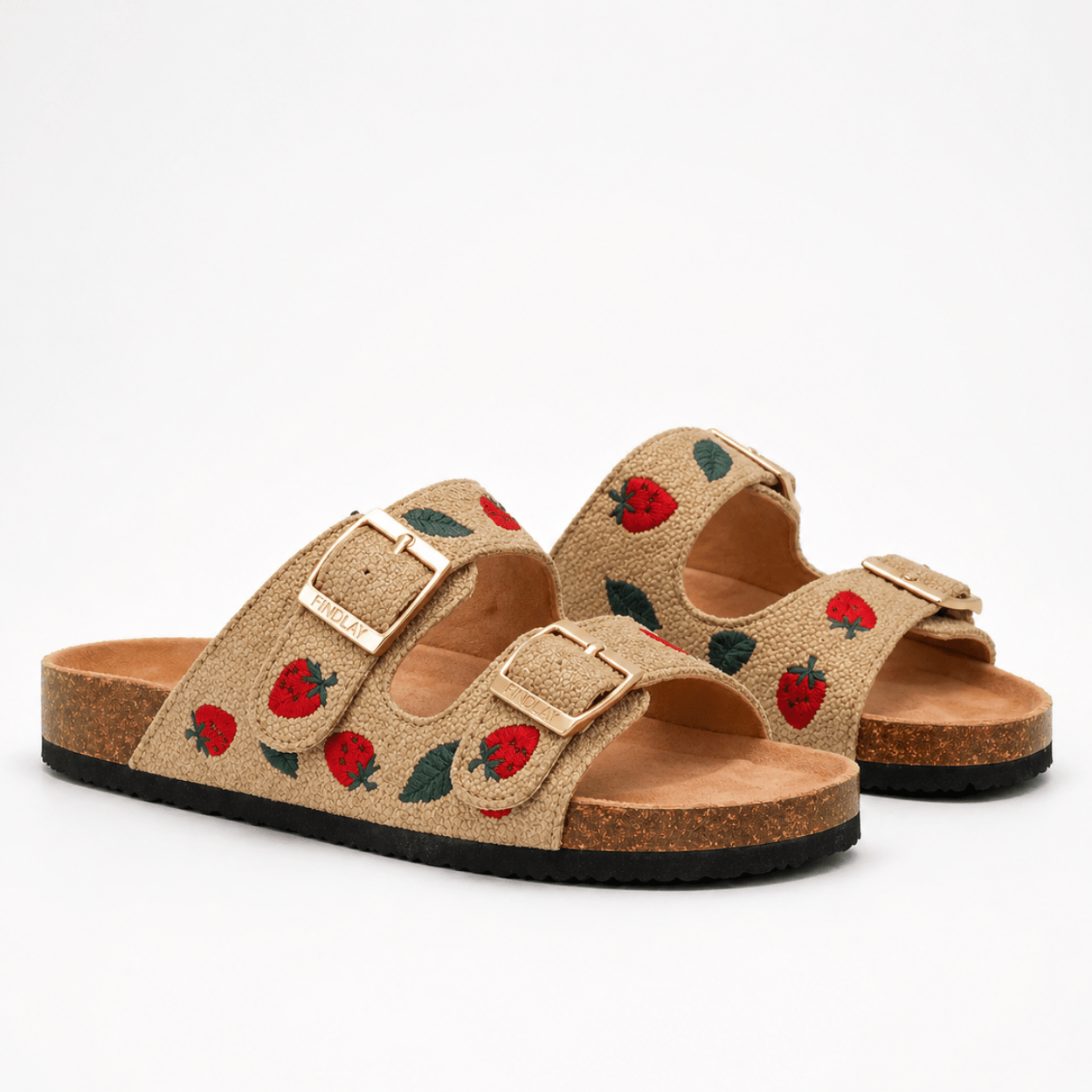 Strawberry Double Strap Slide Sandal - DeeBoutique