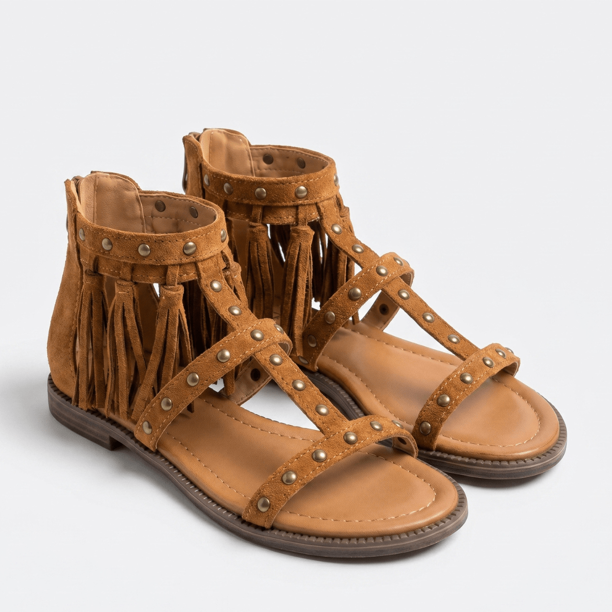 Tan Gladiator Ankle Cuff Sandal - DeeBoutique