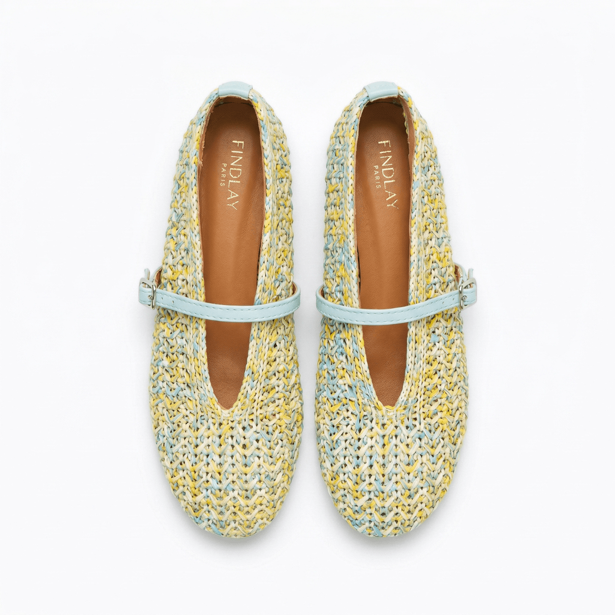 Yellow - Blue Tweeted Mary Jane Flat - DeeBoutique